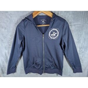 Beverly Hills Polo Club Women's 1X Navy Blue Quarter Zip Fleece Pullover vtg